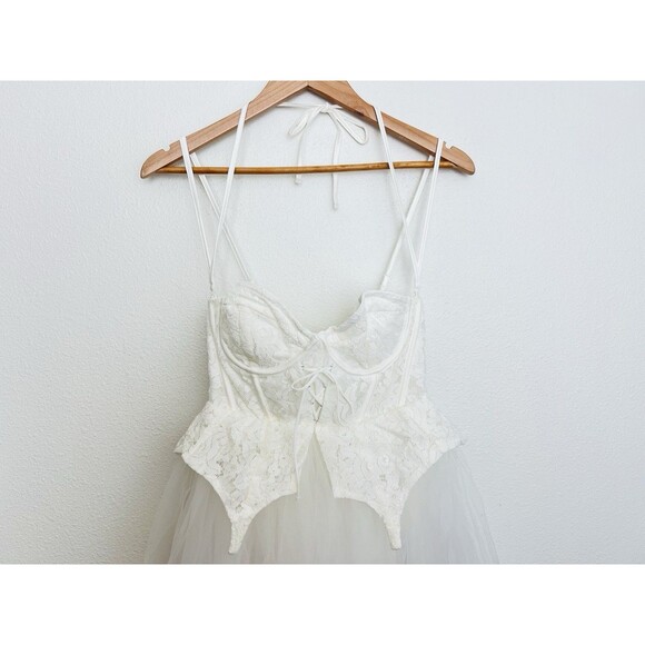 For Love & Lemons Lily Bridal Dress S White Corset Tulle Maxi Ethereal Fairy - Picture 9 of 13